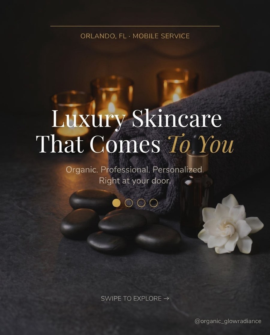 Wellness brand carousel — dark luxe concept